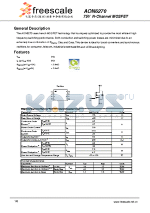 AON6270 datasheet - 75V N-Channel MOSFET