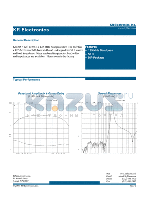 2157-125-10-50 datasheet - Bandpass Filter