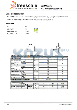 AON6424 datasheet - 30V N-Channel MOSFET