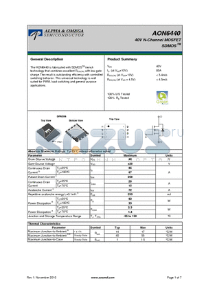 AON6440 datasheet - 40V N-Channel MOSFET