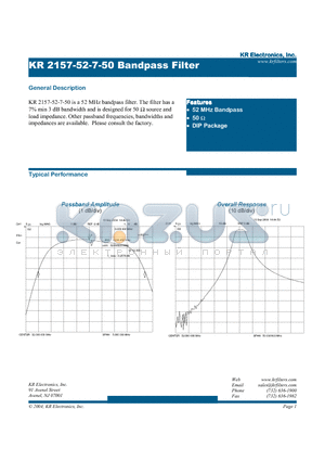 2157-52-7-50 datasheet - Bandpass Filter