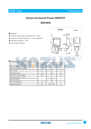 2SK3636 datasheet - Silicon N-channel Power MOSFET
