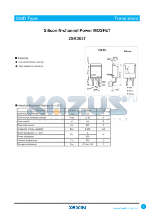 2SK3637 datasheet - Silicon N-channel Power MOSFET
