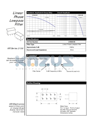 2158-8-50 datasheet - Linear Phase Lowpass Filter
