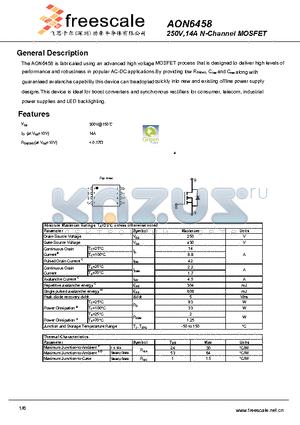 AON6458 datasheet - 250V,14A N-Channel MOSFET