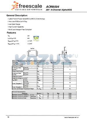 AON6504 datasheet - 30V N-Channel AlphaMOS