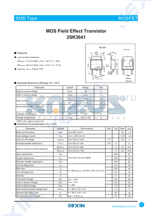 2SK3641 datasheet - MOS Field Effect Transistor