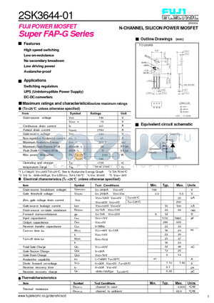 2SK3644-01 datasheet - N-CHANNEL SILICON POWER MOSFET