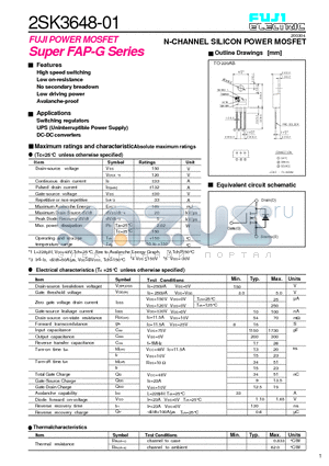 2SK3648-01 datasheet - N-CHANNEL SILICON POWER MOSFET