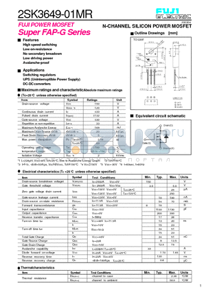 2SK3649-01MR datasheet - N-CHANNEL SILICON POWER MOSFET