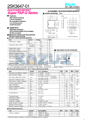 2SK3647-01 datasheet - N-CHANNEL SILICON POWER MOSFET