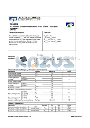 AON6712 datasheet - N-Channel Enhancement Mode Field Effect Transistor