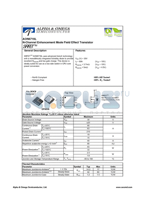 AON6718L datasheet - N-Channel Enhancement Mode Field Effect Transistor