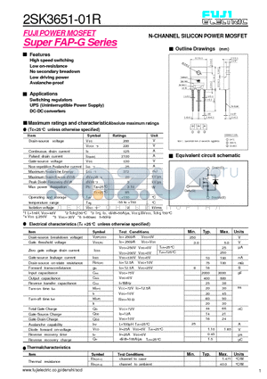 2SK3651-01R datasheet - N-CHANNEL SILICON POWER MOSFET