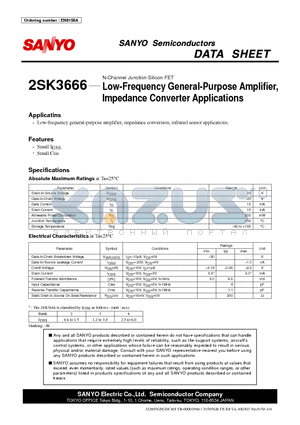 2SK3666 datasheet - Low-Frequency General-Purpose Amplifier, Impedance Converter Applications