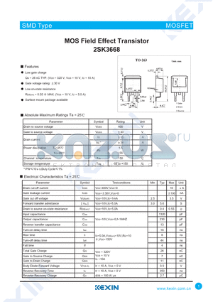 2SK3668 datasheet - MOS Field Effect Transistor