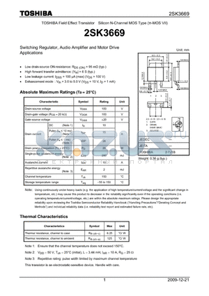 2SK3669_09 datasheet - Switching Regulator, Audio Amplifier and Motor Drive Applications