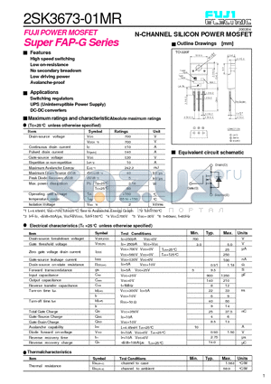 2SK3673-01MR datasheet - N-CHANNEL SILICON POWER MOSFET