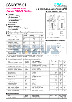 2SK3675-01 datasheet - N-CHANNEL SILICON POWER MOSFET