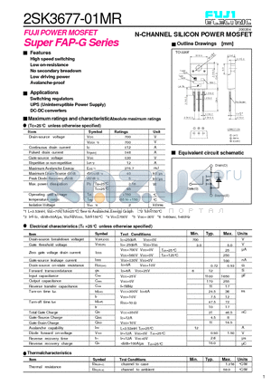 2SK3677-01MR datasheet - N-CHANNEL SILICON POWER MOSFET