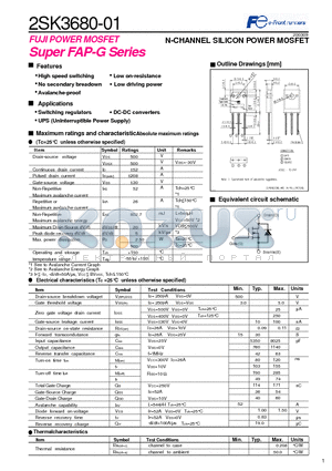 2SK3680-01 datasheet - N-CHANNEL SILICON POWER MOSFET