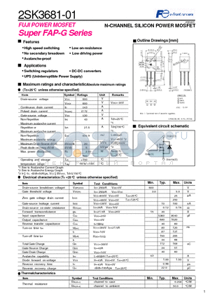 2SK3681-01 datasheet - N-CHANNEL SILICON POWER MOSFET