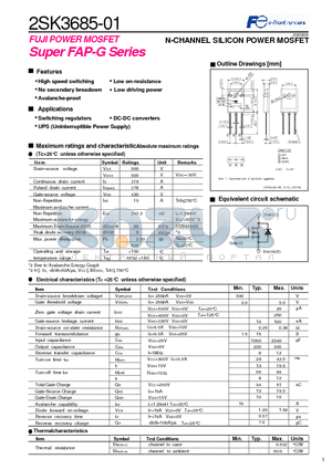 2SK3685-01 datasheet - POWER MOSFET N-CHANNEL SILICON POWER MOSFET