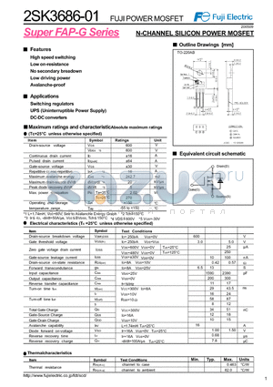 2SK3686-01 datasheet - N-CHANNEL SILICON POWER MOSFET