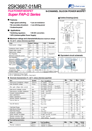 2SK3687-01MR datasheet - N-CHANNEL SILICON POWER MOSFET Super FAP-G Series