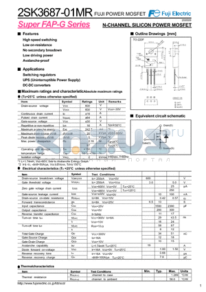 2SK3687-01MR datasheet - N-CHANNEL SILICON POWER MOSFET