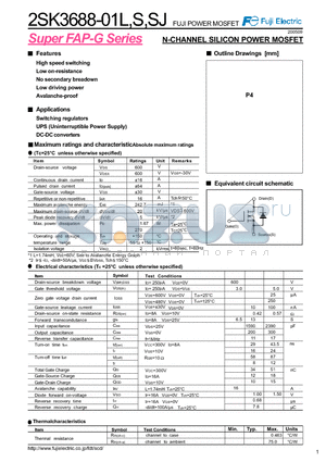 2SK3688-01L datasheet - N-CHANNEL SILICON POWER MOSFET