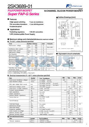 2SK3689-01 datasheet - N-CHANNEL SILICON POWER MOSFET