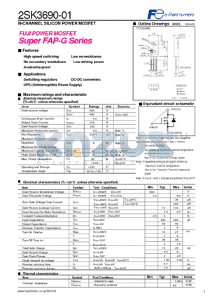 2SK3690-01 datasheet - N-CHANNEL SILICON POWER MOSFET