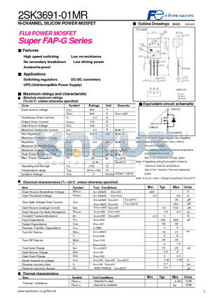 2SK3691-01MR datasheet - N-CHANNEL SILICON POWER MOSFET