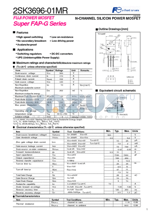 2SK3696-01MR datasheet - N-CHANNEL SILICON POWER MOSFET