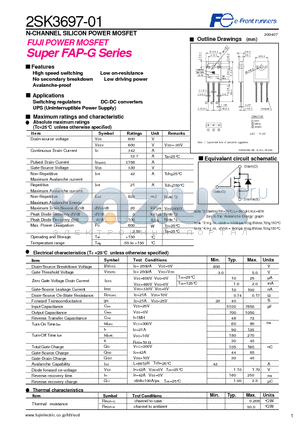 2SK3697-01 datasheet - N-CHANNEL SILICON POWER MOSFET