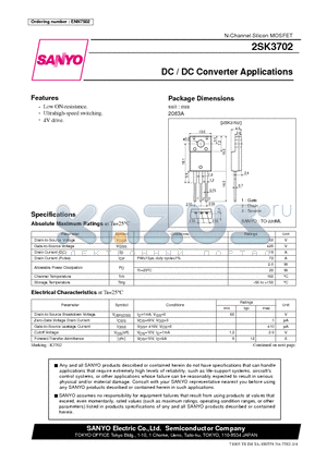 2SK3702 datasheet - DC / DC Converter Applications