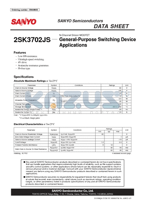 2SK3702JS datasheet - N-Channel Silicon MOSFET General-Purpose Switching Device