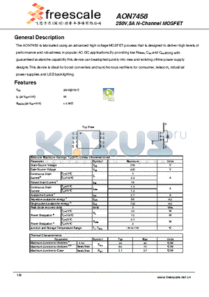 AON7458 datasheet - 250V,5A N-Channel MOSFET