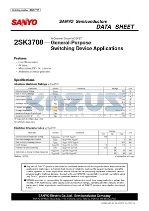 2SK3708 datasheet - General-Purpose Switching Device Applications