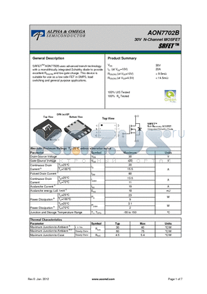 AON7702B datasheet - 30V N-Channel MOSFET