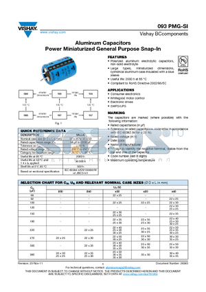 093PMG-SI_11 datasheet - Aluminum Capacitors Power Miniaturized General Purpose Snap-In