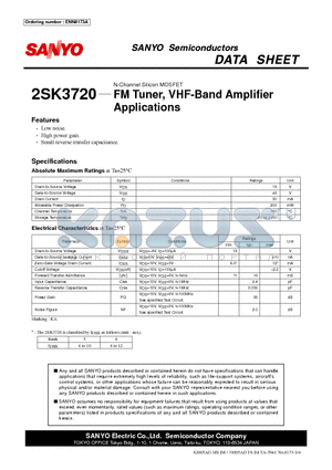 2SK3720 datasheet - FM Tuner, VHF-Band Amplifier Applications