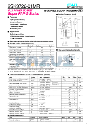2SK3726-01MR datasheet - N-CHANNEL SILICON POWER MOSFET