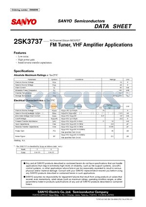 2SK3737 datasheet - FM Tuner, VHF Amplifier Applications