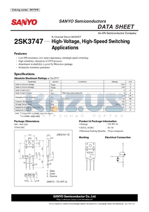 2SK3747_12 datasheet - High-Voltage, High-Speed Switching Applications