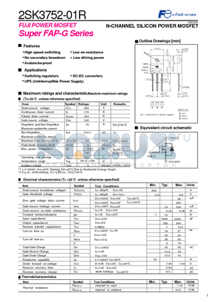 2SK3752-01R datasheet - N-CHANNEL SILICON POWER MOSFET