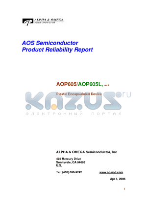 AOP605 datasheet - Plastic Encapsulated Device