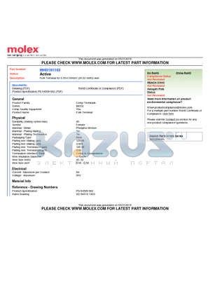 0945101103 datasheet - Fork Terminal for 0.35-0.50mmb (20-22 AWG) wire