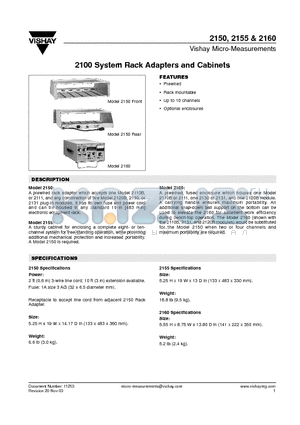 2160 datasheet - 2100 System Rack Adapters and Cabinets